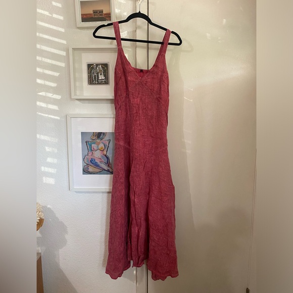 Inizio Dresses & Skirts - Inizio Linen Cotton Sleeveless V-Neck Summer Beach Midi Sundress Size L
